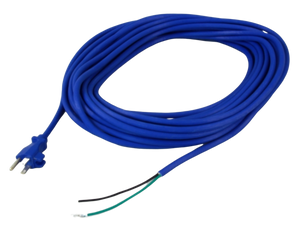 Power Cord, 18/3 Blue, 50', Molded Plug, Nickel Plated Plug Blades Fits Windsor Sensor S12 (120V), S15 (120V), SRXP12 (120V), SRXP15 (120V), SRXP18 (120V), Versamatic VS18 (120V) Fits Windsor Part Number 86135510