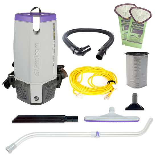 Proteam Supercoach Pro 10QT, Backpack Vacuum, 12lbs, Electric, With Tools, HEPA, 3 Year Warranty