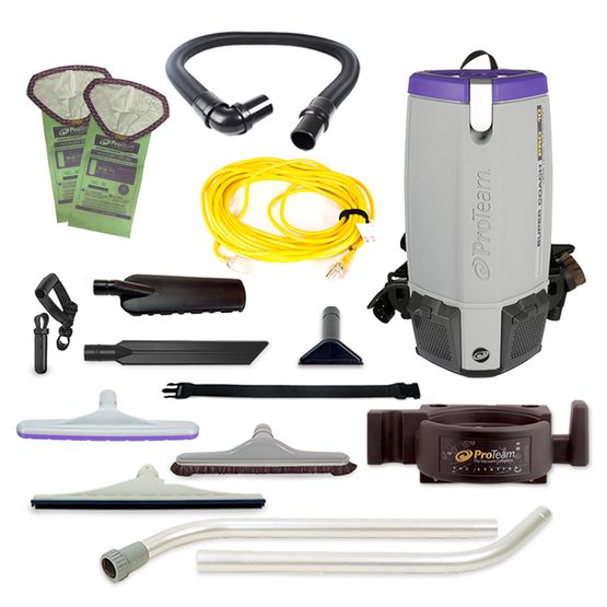 Proteam Supercoach Pro 10QT, Backpack Vacuum, 12lbs, Electric, With Tools, HEPA, 3 Year Warranty