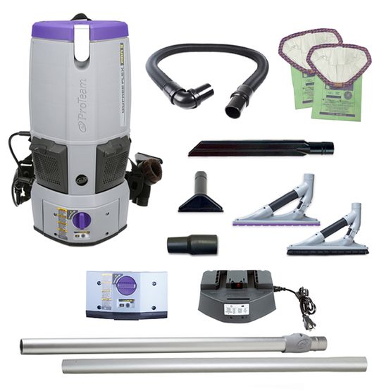 ProTeam® GoFree® Flex Pro II, Backpack Vacuum, 6QT, 12AH, 106 Mins Low 75 Mins High, 17.5lbs, Battery, With Tools, HEPA, 2 Year Warranty