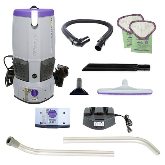 ProTeam® GoFree® Flex Pro II, Backpack Vacuum, 6QT, 12AH, 106 Mins Low 75 Mins High, 17.5lbs, Battery, With Tools, HEPA, 2 Year Warranty