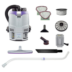 Proteam GoFit 3, Backpack Vacuum, 3 QT, 4Ah, 51 mins Low 39 mins High, 12.8lbs, Battery, With Tools, HEPA, 2 Year Warranty