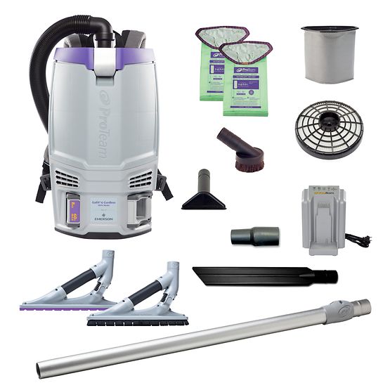 Proteam GoFit 6, Backpack Vacuum, 6 QT, 8Ah, 106 mins Low 83 mins High, 13.5lbs, Battery, With Tools, HEPA, 2 Year Warranty