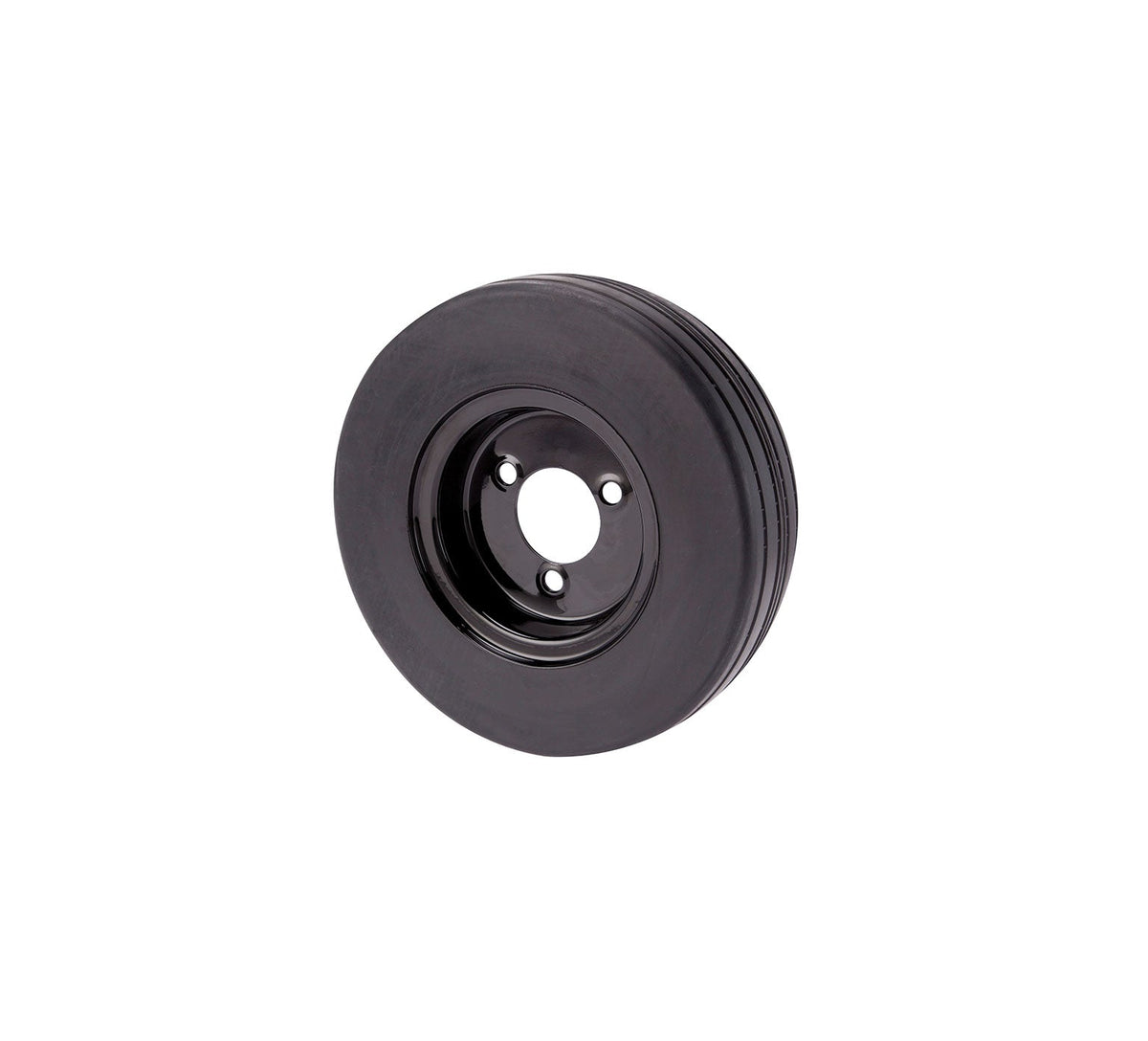 Solid tire assembly. Fits Tennant 5680, 5700, 6100, 6200, 7080, 7100, 7200, T15 AND Nobles EZ Rider, EZ Rider HP. Fits Tennant 369345