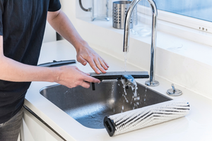 Advance SC100, Floor Sweeper-Scrubber, 12", .8 Gallon, Electric, Forward and Reverse, Cylindrical, 3 Year Warranty