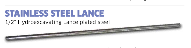 STAINLESS STEEL LANCE - 1/2" Hydroexcavating Lance plated steel
