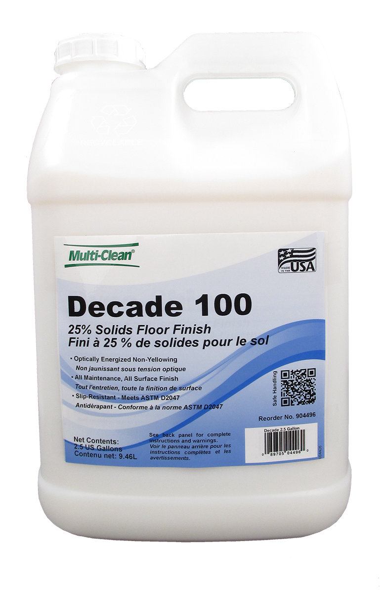 904495, Multi-Clean Decade 100, High Solids Floor Finish, 25% Solids, 12 X 2.5 Gallons