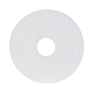 Polishing Floor Pads, 13" Diameter, White, 5/carton