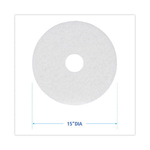 Polishing Floor Pads, 15" Diameter, White, 5/carton