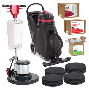Floor Stripping & Waxing System - 20" Buffer, Vacuum, Pads & Chemicals