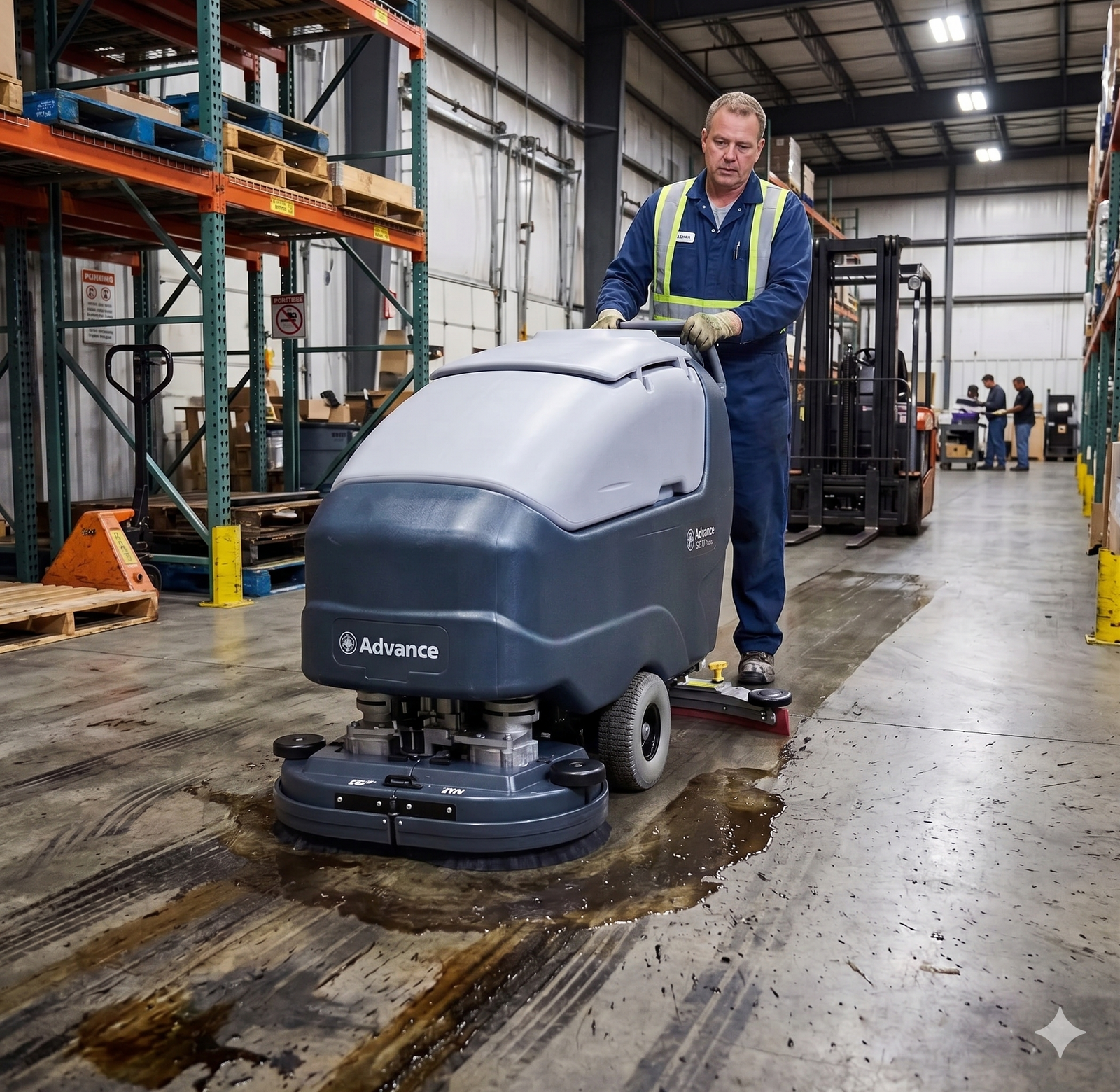 Refurbished Advance SC750, Walk Behind Floor Scrubber, 26", 21 Gallon, Battery, Self Propel, Disk, 6/1/1 Warranty