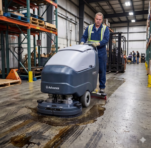 Refurbished Advance SC750, Walk Behind Floor Scrubber, 26", 21 Gallon, Battery, Self Propel, Disk, 6/1/1 Warranty