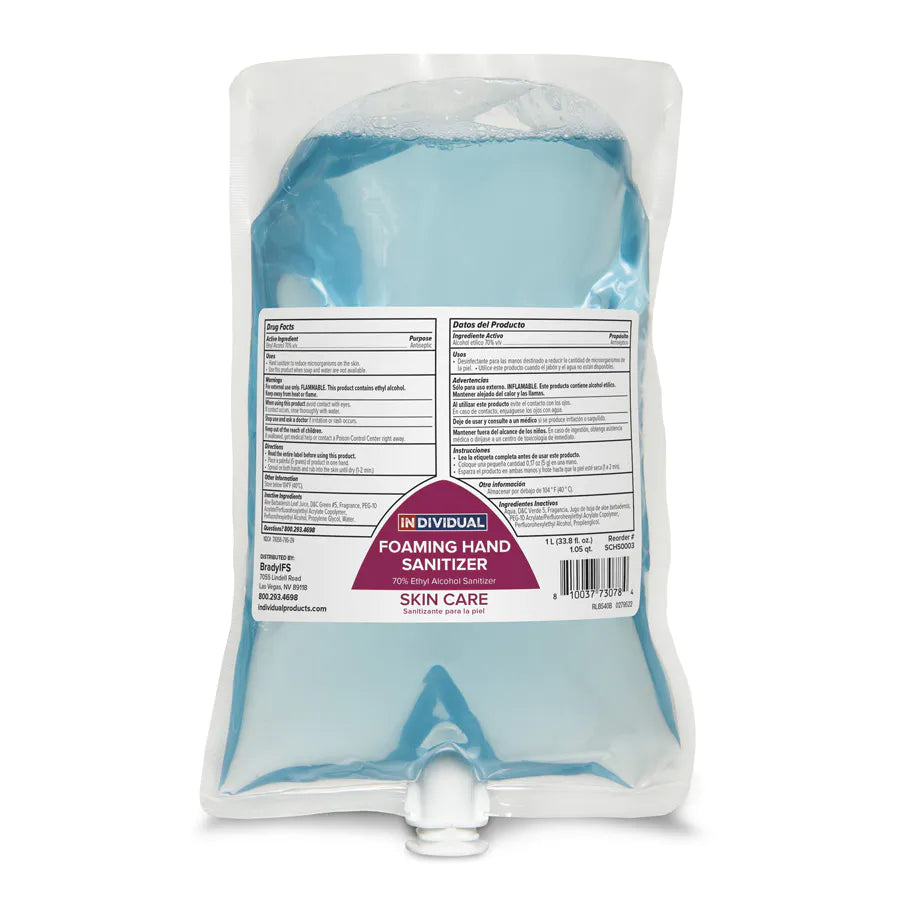 Hand Sanitizer, Alcohol Foaming, Case of 6 X 1000 ML, Includes White Dispenser