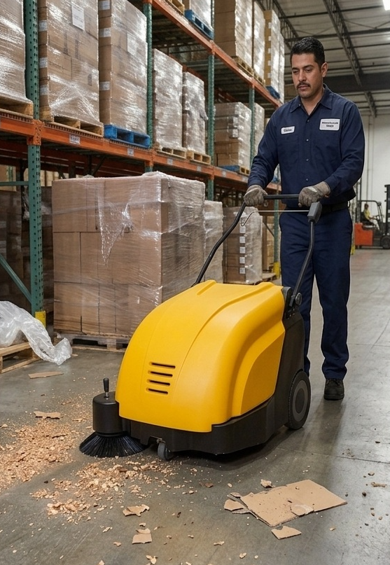 Tornado SWB 26/8, Walk Behind Floor Sweeper, 26", Battery, Push, 9 Gallon Hopper