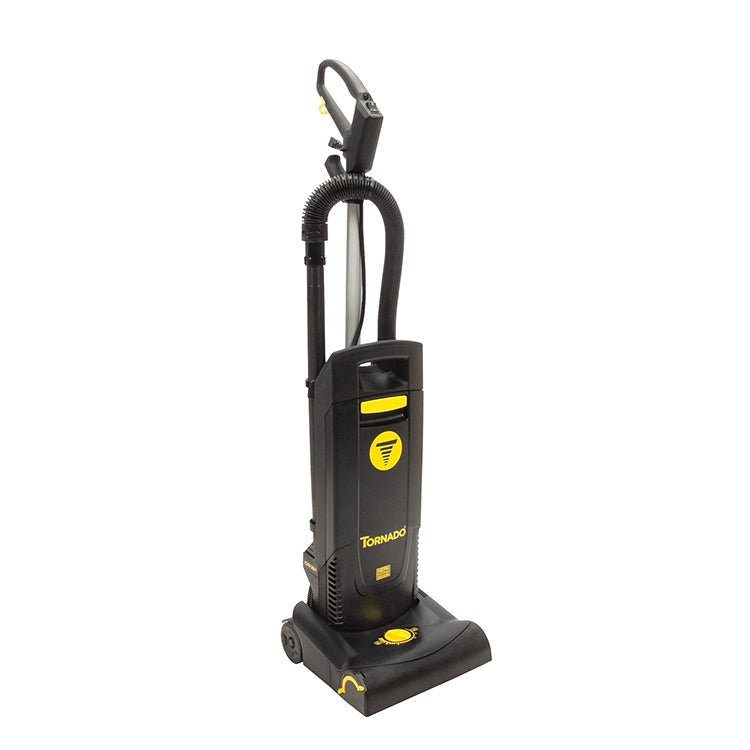 Tornado CVD 30 and CVD 38, Upright Vacuum, 12" or 15", 6.8QT, Bagged, Single Motor, 40' Quick Change Cord, With Tools, HEPA, Operating Weight of 17.4lbs or 18lbs