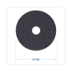 Stripping Floor Pads, 16" Diameter, Black, 5/carton