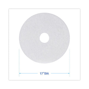 Polishing Floor Pads, 17" Diameter, White, 5/carton