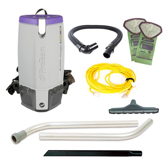Proteam Supercoach Pro 10QT, Backpack Vacuum, 12lbs, Electric, With Tools, HEPA, 3 Year Warranty
