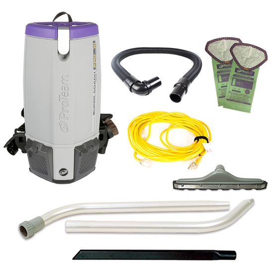 Proteam Supercoach Pro 10QT, Backpack Vacuum, 12lbs, Electric, With Tools, HEPA, 3 Year Warranty