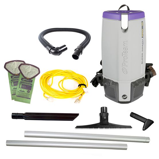 Proteam Supercoach Pro 10QT, Backpack Vacuum, 12lbs, Electric, With Tools, HEPA, 3 Year Warranty