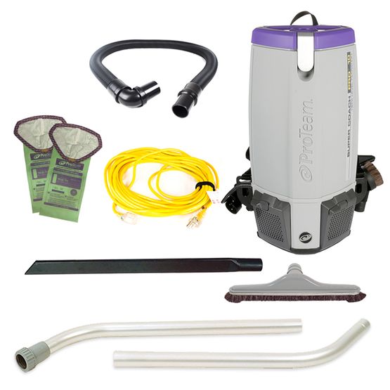 Proteam Supercoach Pro 10QT, Backpack Vacuum, 12lbs, Electric, With Tools, HEPA, 3 Year Warranty