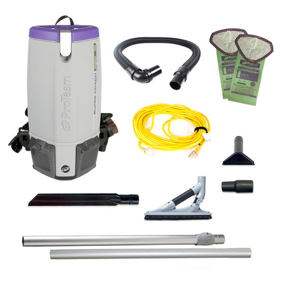 Proteam Supercoach Pro 10QT, Backpack Vacuum, 12lbs, Electric, With Tools, HEPA, 3 Year Warranty
