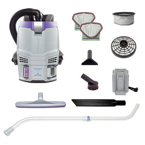 Proteam GoFit 3, Backpack Vacuum, 3 QT, 8Ah, 106 mins Low, 83 mins High, 12.8lbs, Battery, With Tools, HEPA, 2 Year Warranty