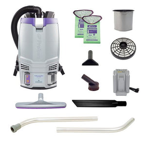 Proteam GoFit 6 | Backpack Vacuum | 6 QT | 8Ah | 106 mins Low 83 mins High | 13.5lbs | Battery | With Tools | HEPA | 2 Year Warranty