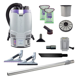 Proteam GoFit 6 | Backpack Vacuum | 6 QT | 8Ah | 106 mins Low 83 mins High | 13.5lbs | Battery | With Tools | HEPA | 2 Year Warranty