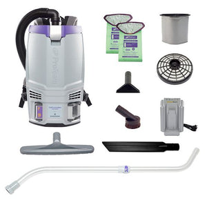 Proteam GoFit 6, Backpack Vacuum, 6 QT, 8Ah, 106 mins Low 83 mins High, 13.5lbs, Battery, With Tools, HEPA, 2 Year Warranty
