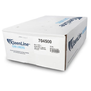 KleenLine Can Liner 40x48 16 MIC Clear, 40-45 Gallon Capacity, 10 rolls of 25 liners, 250 Count