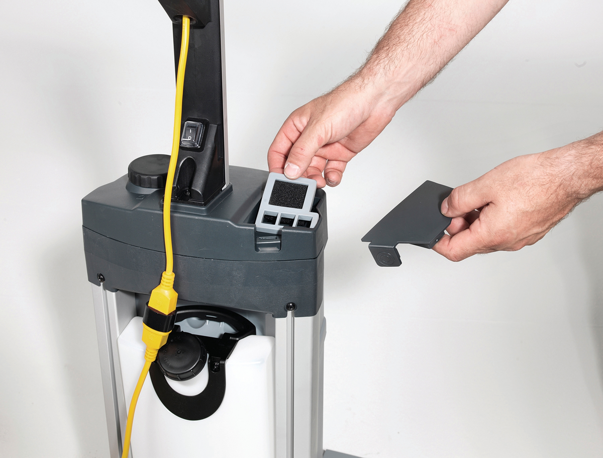 Advance SC100, Floor Sweeper-Scrubber, 12", .8 Gallon, Electric, Forward and Reverse, Cylindrical, 3 Year Warranty