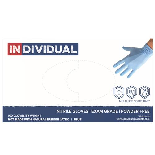 INDBLN4MD, INDIVIDUAL Blue Nitrile Examination Gloves, 4 MIL, Medium, 10/100, 1000 Count
