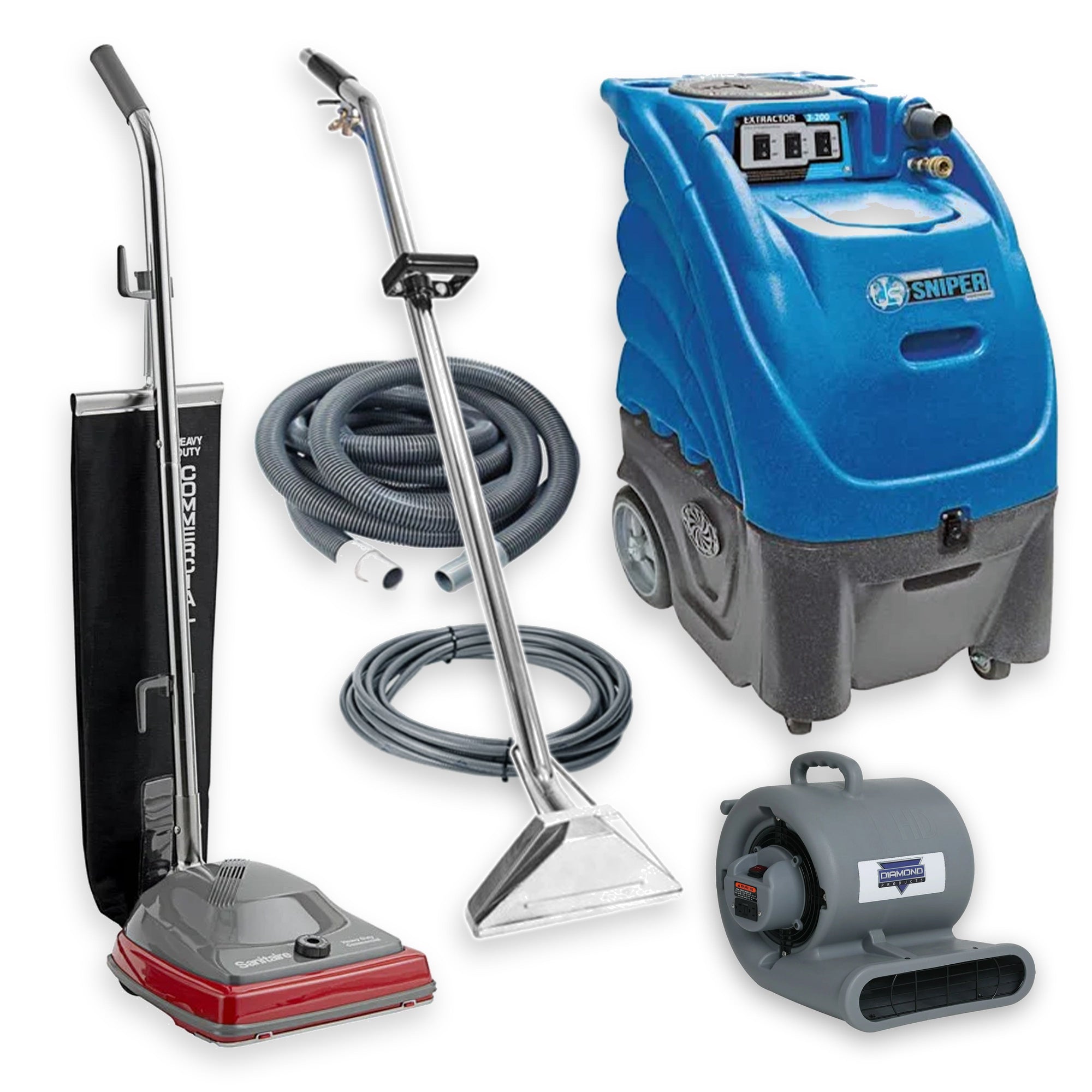 Sandia 80-2500-DC | Contractor Special Package | Carpet Extractor Cold Water | Upright Vacuum | Air Mover