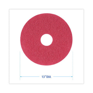 Buffing Floor Pads, 13" Diameter, Red, 5/carton
