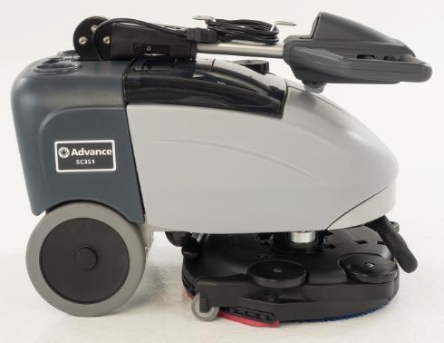 Advance SC351, Walk Behind Floor Scrubber, 14", 2.5 Gallon, Battery, Pad Assist, Forward and Reverse, Disk, 3 Year Warranty, 9087342020