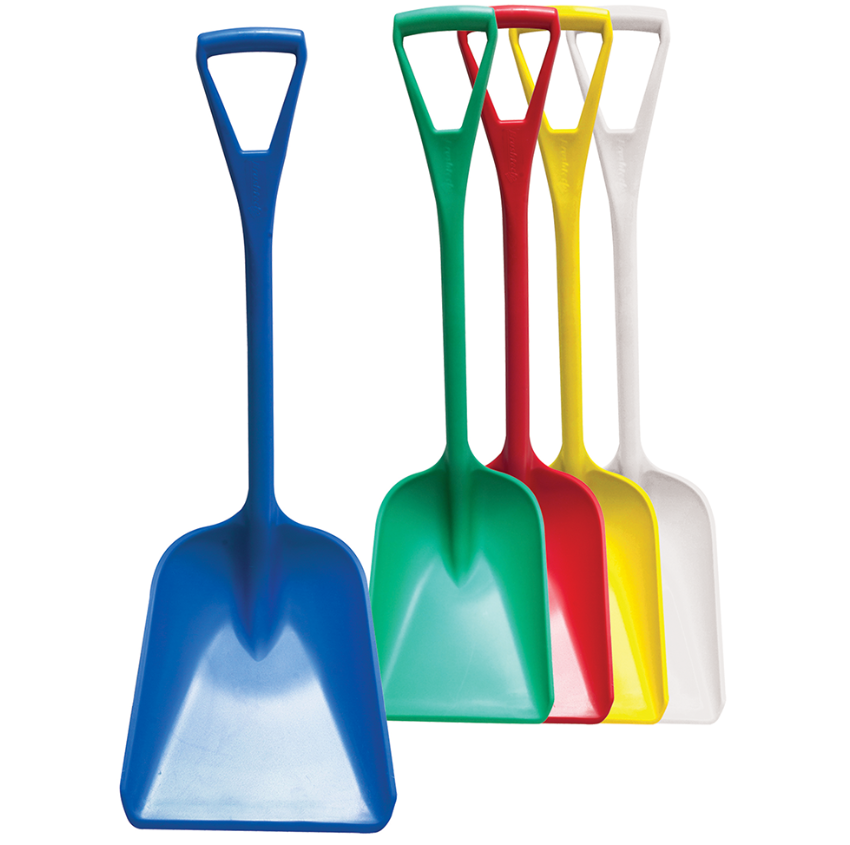 Color Coded Sanitary Shovels, 36" or 42", FDA Compliant, 5 Available Colors, 3 Per Case