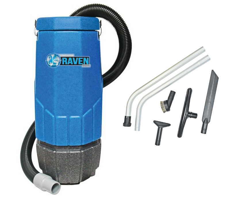 Backpack Vacuum, Sandia Super Raven, 10QT, 13lbs, Tool Kit, Electric, 5 Year Warranty, 20-1001