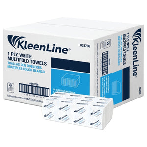 KleenLine White Multifold Towels, 1-Ply, Ecologo 16/250, 4,000 Towels Per Case
