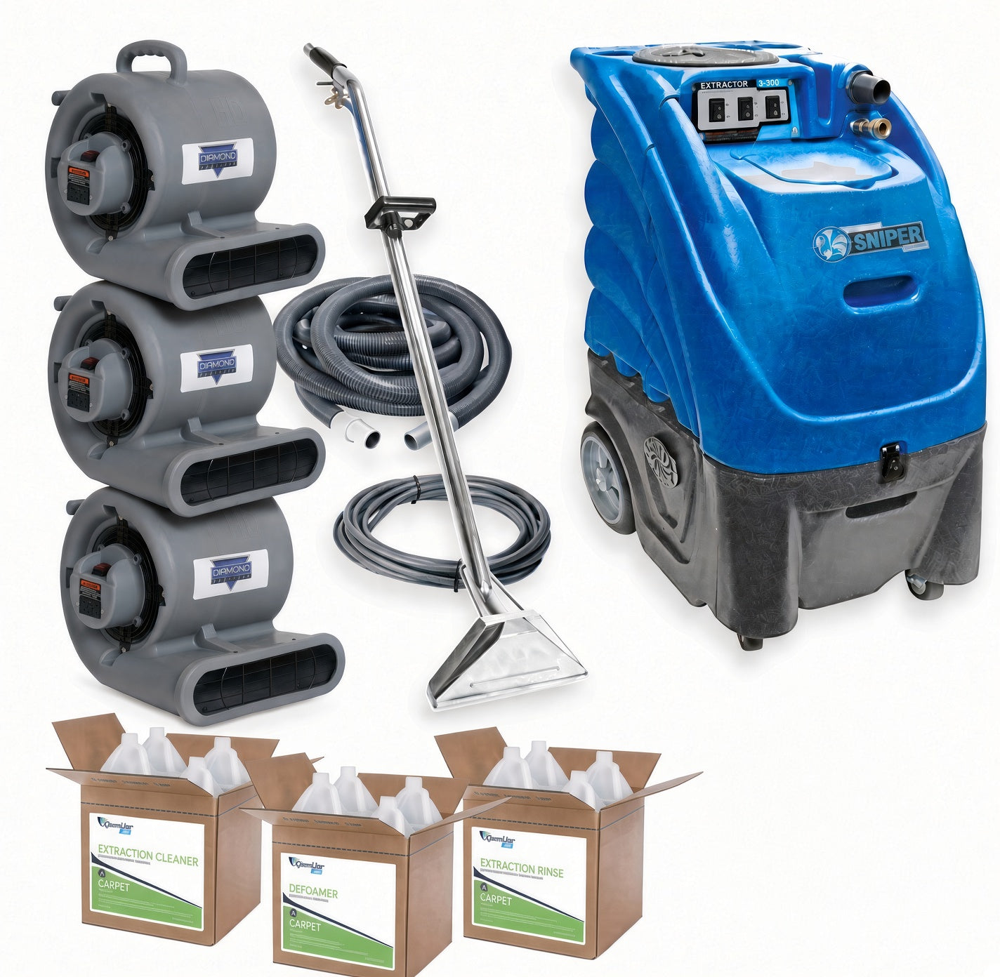 Sandia Sniper, Contractor Special Package, Carpet Extractor Hot Water, Air Movers