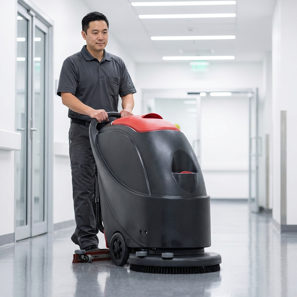 Walk Behind Floor Scrubber, 17", 13 Gallon, Electric, Pad Assist, Disk, 3/3/1 Warranty