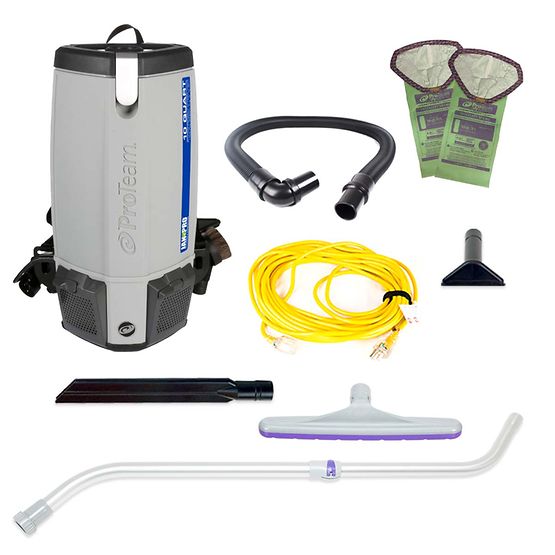 Proteam Jan-Pro Super Coach Pro 10, Backpack Vacuum, 10QT, 12lbs, Electric, With Tools, HEPA, 3 Year Warranty, 107358
