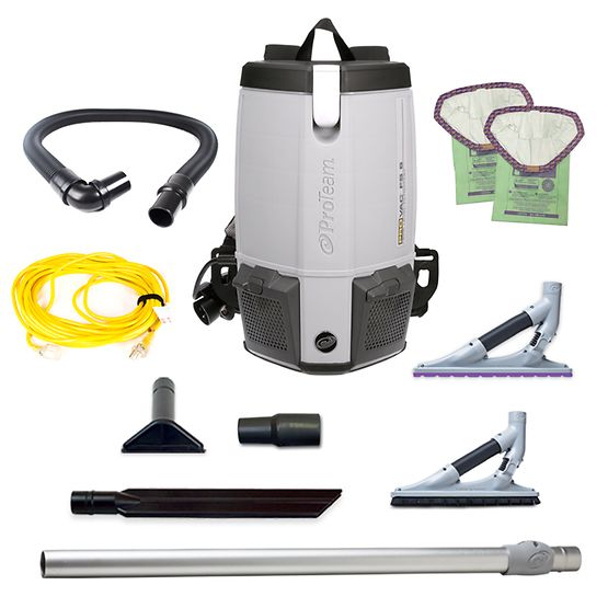 Proteam ProVac FS 6, Backpack Vacuum, 6QT, w/ ProBlade Hard Surface & Carpet Floor Tool Kit, 11.8lbs