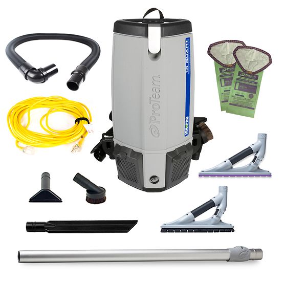 Proteam Jan-Pro 10 Super Coach Pro 10, Backpack Vacuum, 10QT, w/ ProBlade Hard Surface & Carpet Tool Kit, 12.9lbs