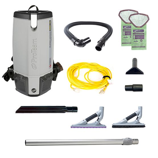 Proteam Stratus Super Coach Pro 10, Backpack Vacuum, 10QT, w/ ProBlade Hard Surface & Carpet Tool Kit, 12.9lbs