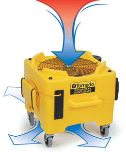 Tornado® Windshear Downdraft, Air Mover, 1/4 HP, 3500 CFM, Stackable, Daisy Chain, Built in GFCI, 360 Degree Air Flow, 50lbs, 3.3 AMPs