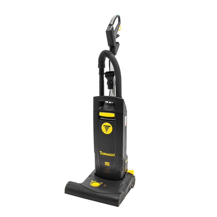 Tornado CVD 38 and CVD 48 Deluxe, Upright Vacuum, 15" or 19", 6QT, Bagged, Dual Motor, 40' Quick Change Cord, With Tools, HEPA, Operating Weight of 21lbs