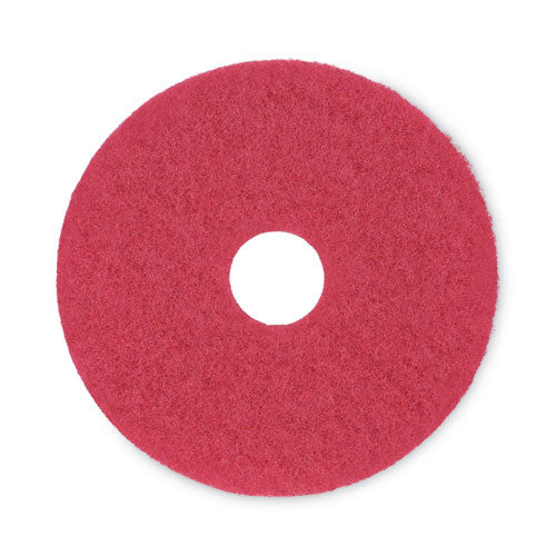 Buffing Floor Pads, 15" Diameter, Red, 5/carton