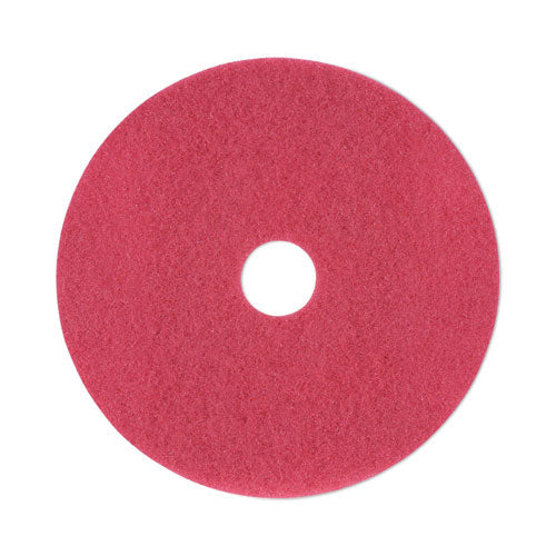 Buffing Floor Pads, 19" Diameter, Red, 5/carton
