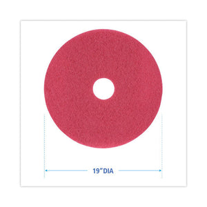 Buffing Floor Pads, 19" Diameter, Red, 5/carton